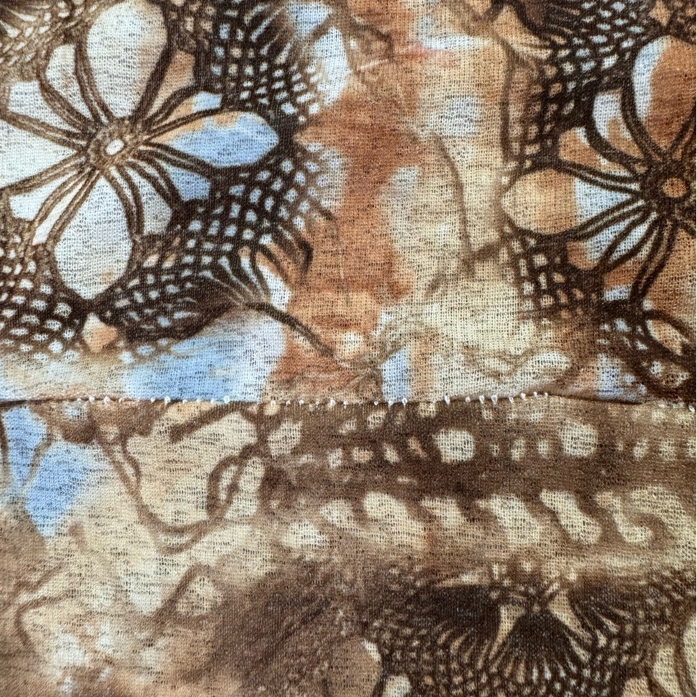 Y2K MissUnderstood V Neck Empire Mesh Brown Patterned Top, XL, fits like Medium - Picture 8 of 11